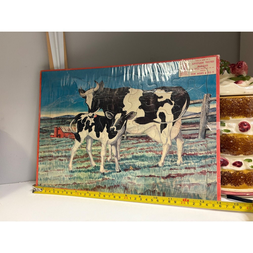 Puzzle‎ Vintage Cow & Calf 43 Piece Puzzle 1959 by Milton Bradley Co.